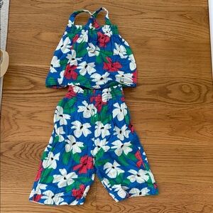 Hanna Andersson Floral Kids Linen Set in Blue, Pink, and White